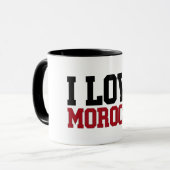 Mug I Love Morocco typographie rouge et noire マグカップ (正面左)