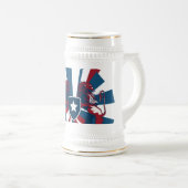 Mug in american colors, with a medieval touch ビールジョッキ (正面右)