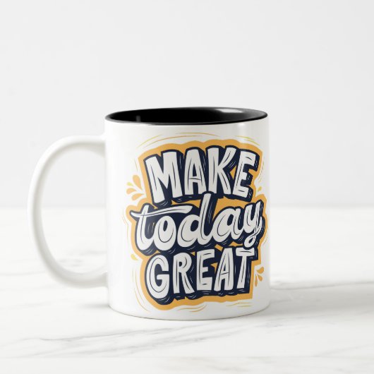 Mug inspirant "MAKE today GREAT" ツートーンマグカップ (左)