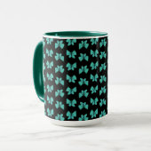 MUG Jimette Design papillon turquoise sur noir マグカップ (正面左)