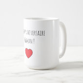 Mug joyeux anniversaire Maman avec coeur rouge コーヒーマグカップ (正面右)