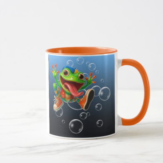 Mug joyeux et fun, grenouille sous l'eau. マグカップ (右)