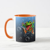 Mug joyeux et fun, grenouille sous l'eau. マグカップ (左)