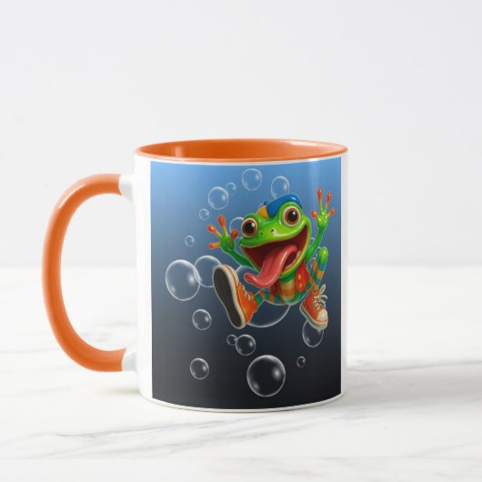 Mug joyeux et fun, grenouille sous l'eau. マグカップ (左)