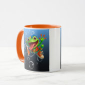 Mug joyeux et fun, grenouille sous l'eau. マグカップ (正面左)