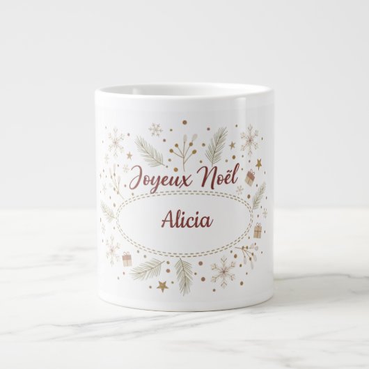 Mug Joyeux Noël Prénom - Cosy Christmas ジャンボコーヒーマグカップ (正面)