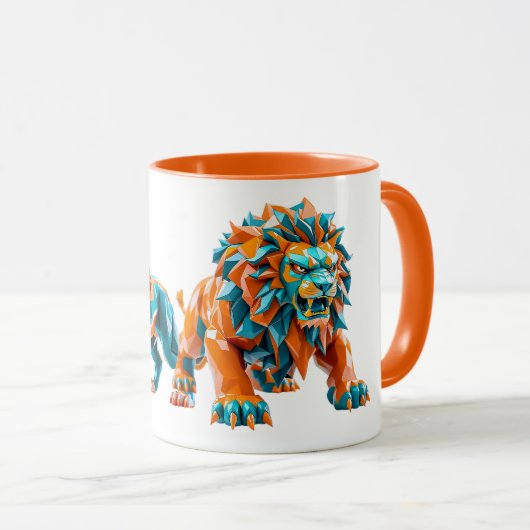 Mug lumineux avec deux lions magnifiques. マグカップ (正面右)
