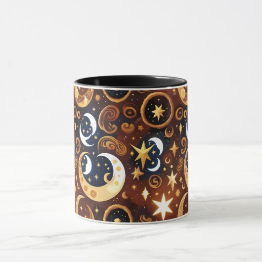 Mug – Luxury Golden Ochre Celestial Moon マグカップ (中央)