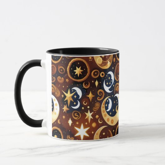 Mug – Luxury Golden Ochre Celestial Moon マグカップ (左)