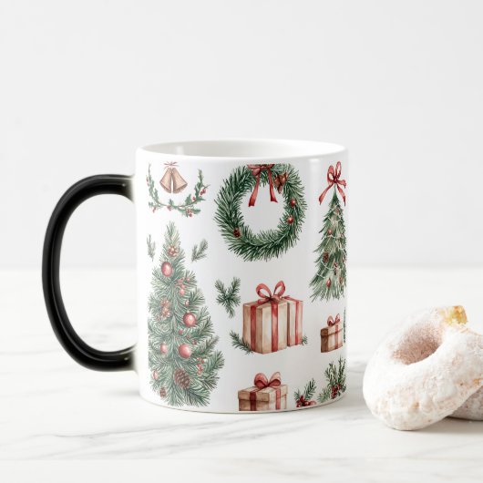 Mug Magic Festive Vintage Christmas モーフィングマグカップ (ドーナツ)