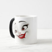 Mug Magic Sarcastic Women Face with Red Lips モーフィングマグカップ (正面左)