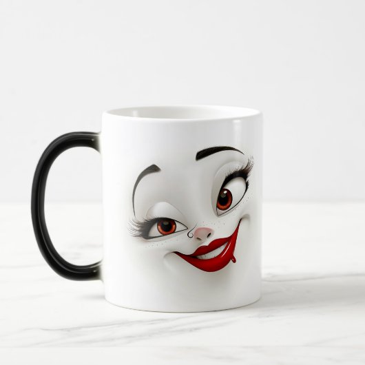 Mug Magic Sarcastic Women Face with Red Lips モーフィングマグカップ (左)