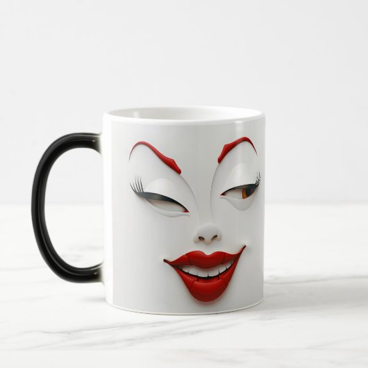 Mug Magic Sarcastic Women Face with Red Lips モーフィングマグカップ (左)