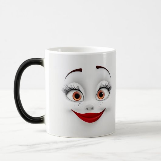 Mug Magic Sarcastic Women Face with Red Lips モーフィングマグカップ (左)