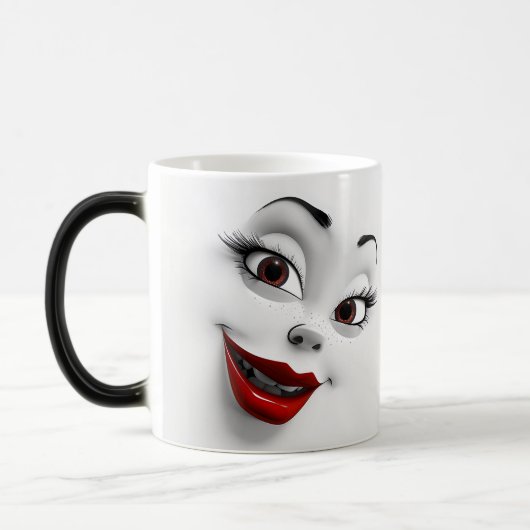 Mug Magic Sarcastic Women Face with Red Lips モーフィングマグカップ (左)