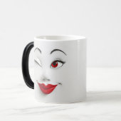 Mug Magic Sarcastic Women Face with Red Lips モーフィングマグカップ (正面左)