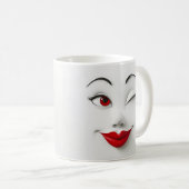 Mug Magic Sarcastic Women Face with Red Lips モーフィングマグカップ (正面右)