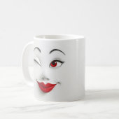 Mug Magic Sarcastic Women Face with Red Lips モーフィングマグカップ (正面左)