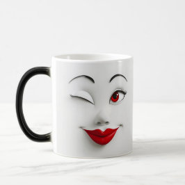 Mug Magic Sarcastic Women Face with Red Lips モーフィングマグカップ