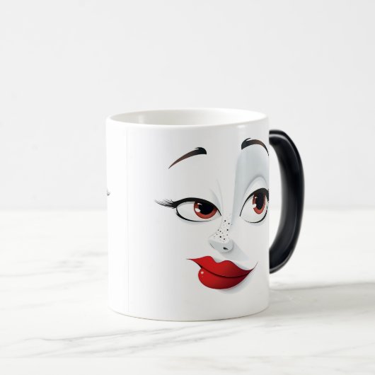 Mug Magic Sarcastic Women Face with Red Lips モーフィングマグカップ (正面右)