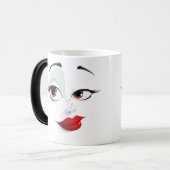 Mug Magic Sarcastic Women Face with Red Lips モーフィングマグカップ (正面左)