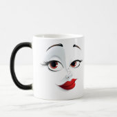 Mug Magic Sarcastic Women Face with Red Lips モーフィングマグカップ (左)