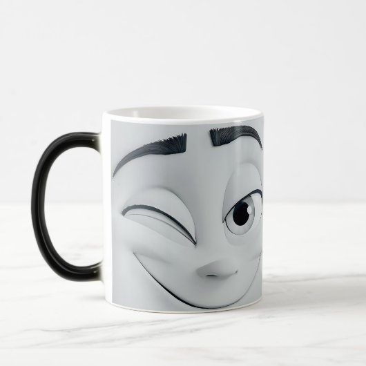 Mug Magic Winking Cartoon Face 3D モーフィングマグカップ (左)