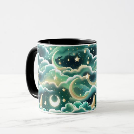 Mug - Mint Green Celestial Moon マグカップ (正面左)