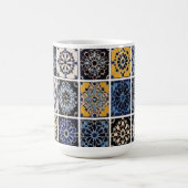 Mug - Moroccan Zellige Mosaic Navy Mustard Tile コーヒーマグカップ (中央)