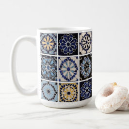 Mug - Moroccan Zellige Mosaic Navy Mustard Tile コーヒーマグカップ