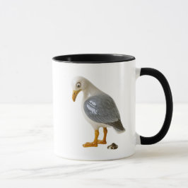 Mug mouette jette un oeil sur sa fiente. マグカップ