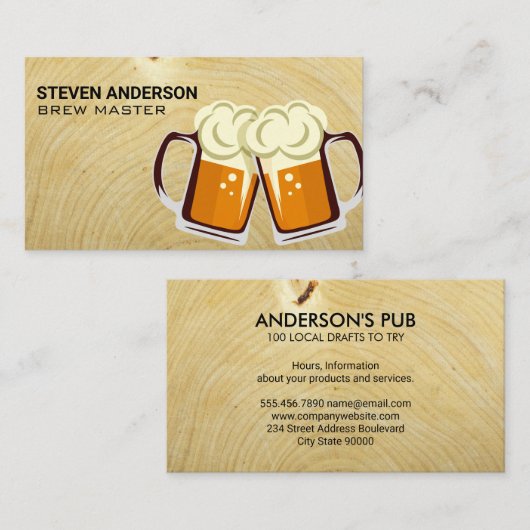 Mug of Beersロゴ | 木目名刺 名刺 (正面/裏面)