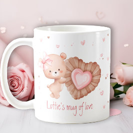 Mug Of Love Cute Teddy Bear Cookie Pink Valentine コーヒーマグカップ