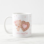 Mug Of Love Cute Teddy Bear Cookie Pink Valentine コーヒーマグカップ (左)