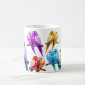 Mug oiseaux perchés en couple aux couleurs vives, コーヒーマグカップ (中央)