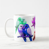 Mug oiseaux perchés en couple aux couleurs vives, コーヒーマグカップ (左)