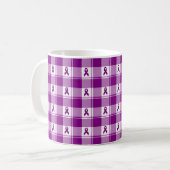 Mug Pancreatic Cancer Awareness Plaid, Purple コーヒーマグカップ (正面左)