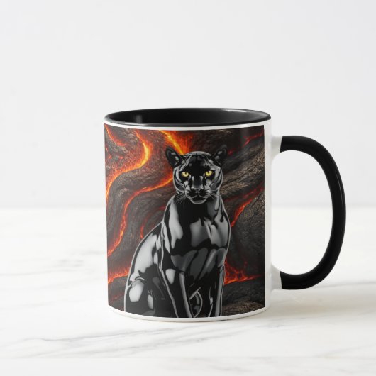 Mug panthère noire devant champ de lave マグカップ (右)