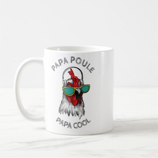 Mug papa poule papa cool, cadeau pour super papa コーヒーマグカップ (左)