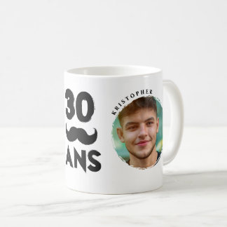Mug personnalisé 30ème anniversaire 2 photos préno コーヒーマグカップ
