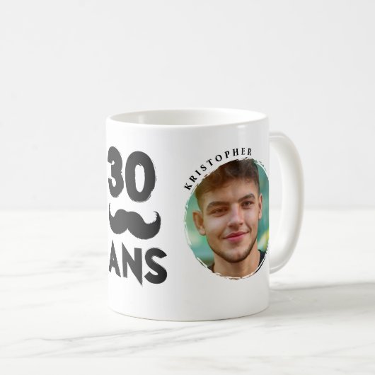 Mug personnalisé 30ème anniversaire 2 photos préno コーヒーマグカップ (正面右)