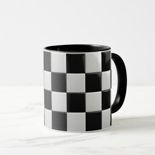 Mug personnalisé noir et blanc brillant. マグカップ (正面右)