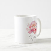 Mug personnalisé Pivoine Aquarelle Rose  コーヒーマグカップ (正面右)