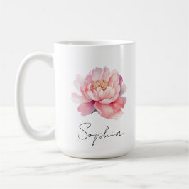 Mug personnalisé Pivoine Aquarelle Rose  コーヒーマグカップ