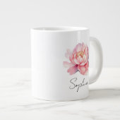 Mug personnalisé Pivoine Aquarelle Rose  ジャンボコーヒーマグカップ (正面右)