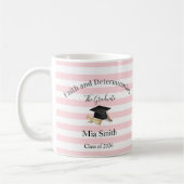 Mug Pink & White Stripe Graduate 2026  コーヒーマグカップ (左)