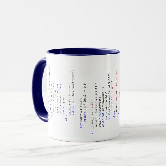 Mug.py: 大蛇プログラマーのためのコーヒー・マグ マグカップ (正面左)