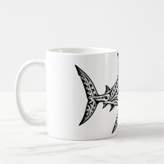 Mug Requin Tribal Polynésien – Tattoo Noir et Blan コーヒーマグカップ