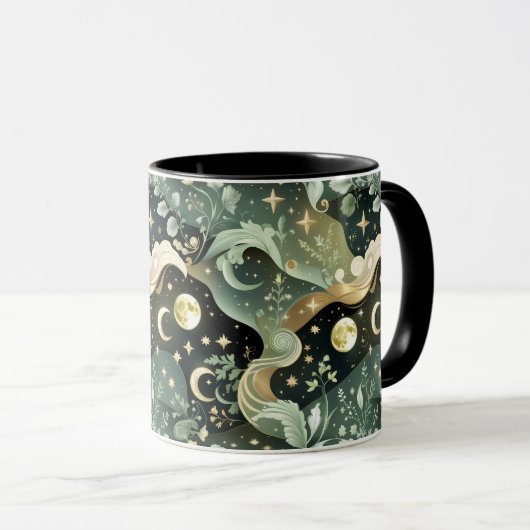 Mug – Sage Green Celestial Moon マグカップ (正面右)