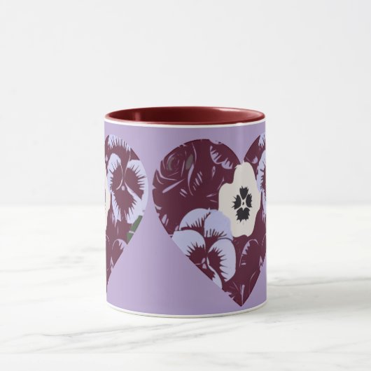 Mug Saint-Valentin "Cœur de Violettes"  マグカップ (中央)